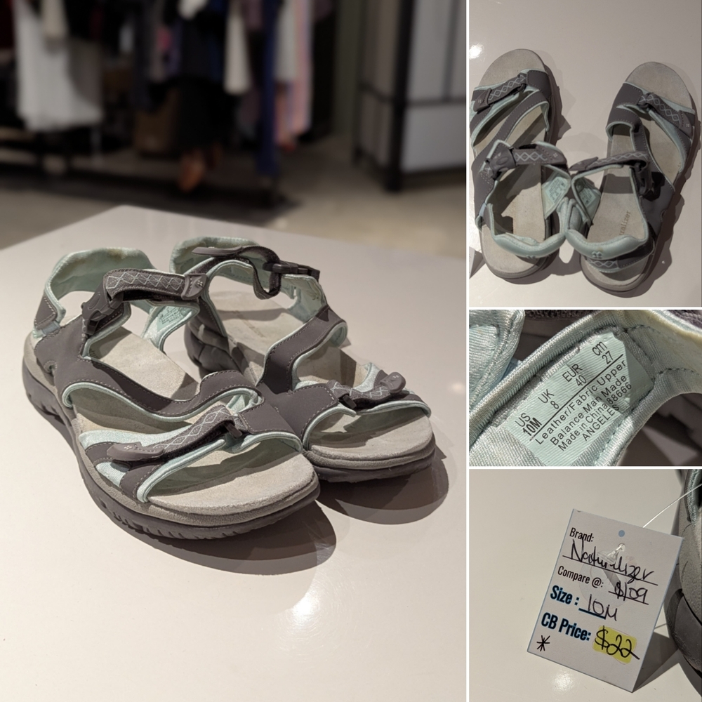 Naturalizer Gray and Cream Sandals